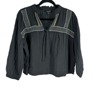 Broadway 38 boho embroidered gauzy top large